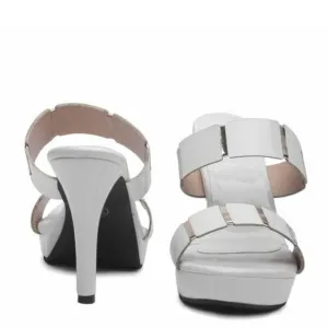 White Dual Strap Sandals For Women