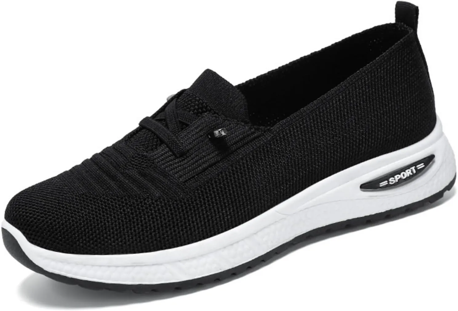 Women Walking Shoes Slip On Orthopedic Sneakers Woven Breathable Soft Slip On Arch Support Shoes Running Jogging Sneaker Lightweight Wide Width Non-Slip Shoe