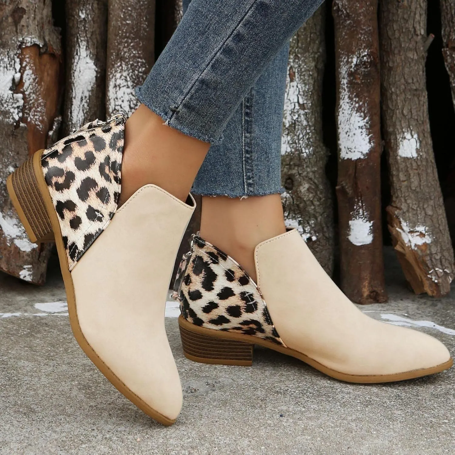 Womens Booties Ankle Women Booties Low Heel Womens Short Boots Wedge Bootie for Women Comfortable Fashion Round Toe Lace-up Round Toe Comfortable Low Heel