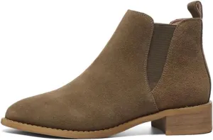 Women's Fashion Chunky Heel Cap Toe Chelsea Boots Slip-On Dress Boots Suede Leather Formal Low Heel Boots Ankle Boots Cowgirl Boots For Dating Walking