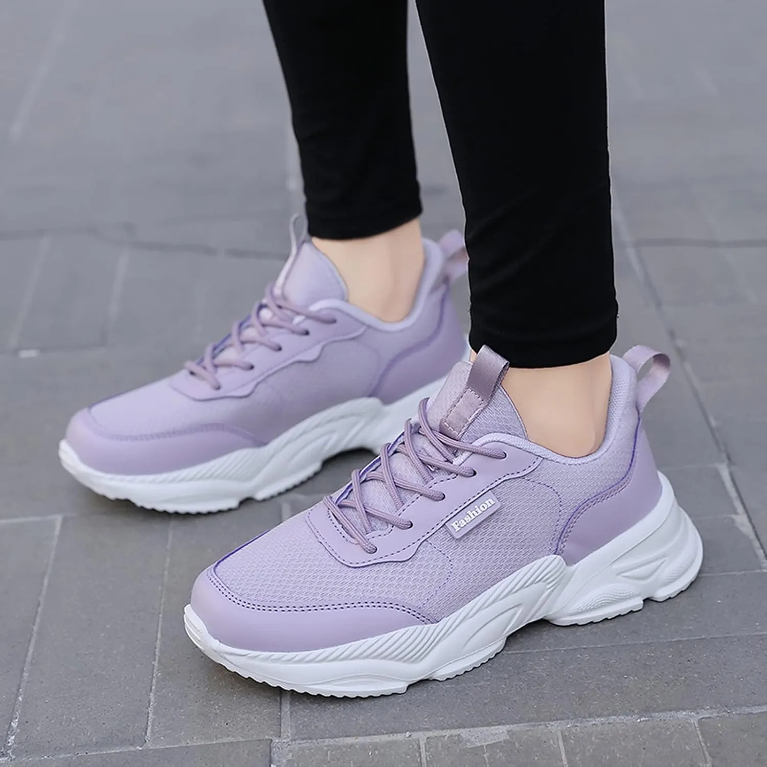 Women's Fashion Chunky Sneakers, Slip on Dad Shoes High Heeld Lace Up Walking Shoes Comfortable Platform Sneakers for Women