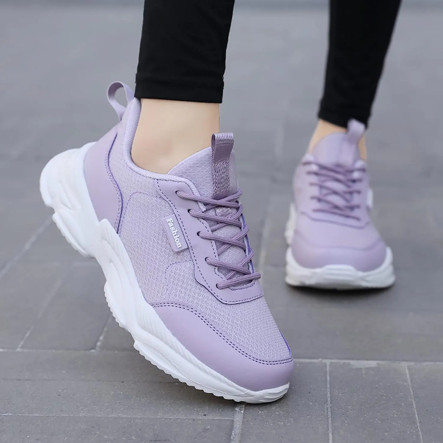 Women's Fashion Chunky Sneakers, Slip on Dad Shoes High Heeld Lace Up Walking Shoes Comfortable Platform Sneakers for Women