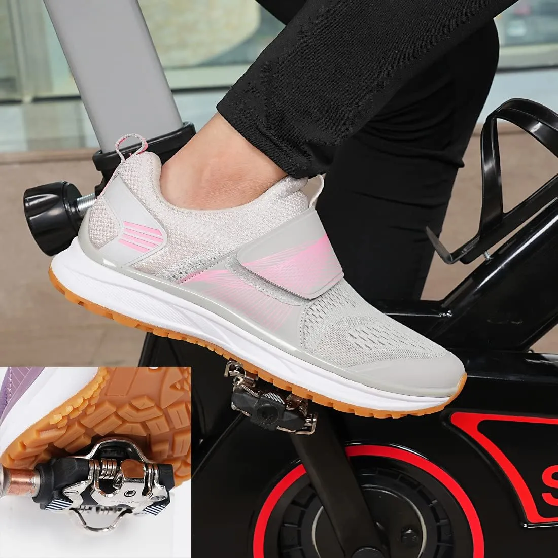 Womens Indoor Cycling Shoes SPD Cleats Compatible Comfortable and Breathable Road Bike Shoes