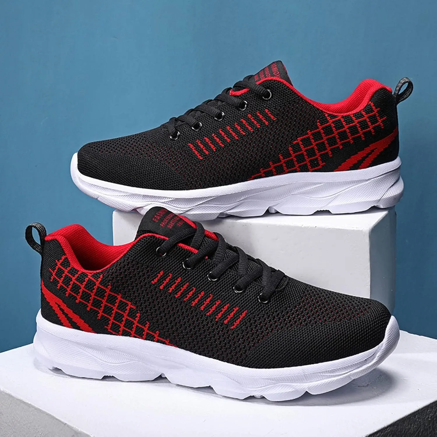 Womens Lace Up Running Shoes Non Slip Walking Shoes Running Shoes for Women Slip On Men's Casual Shoes Chunky Sneakers Red Tennis Shoe Cross Trainer Shoe