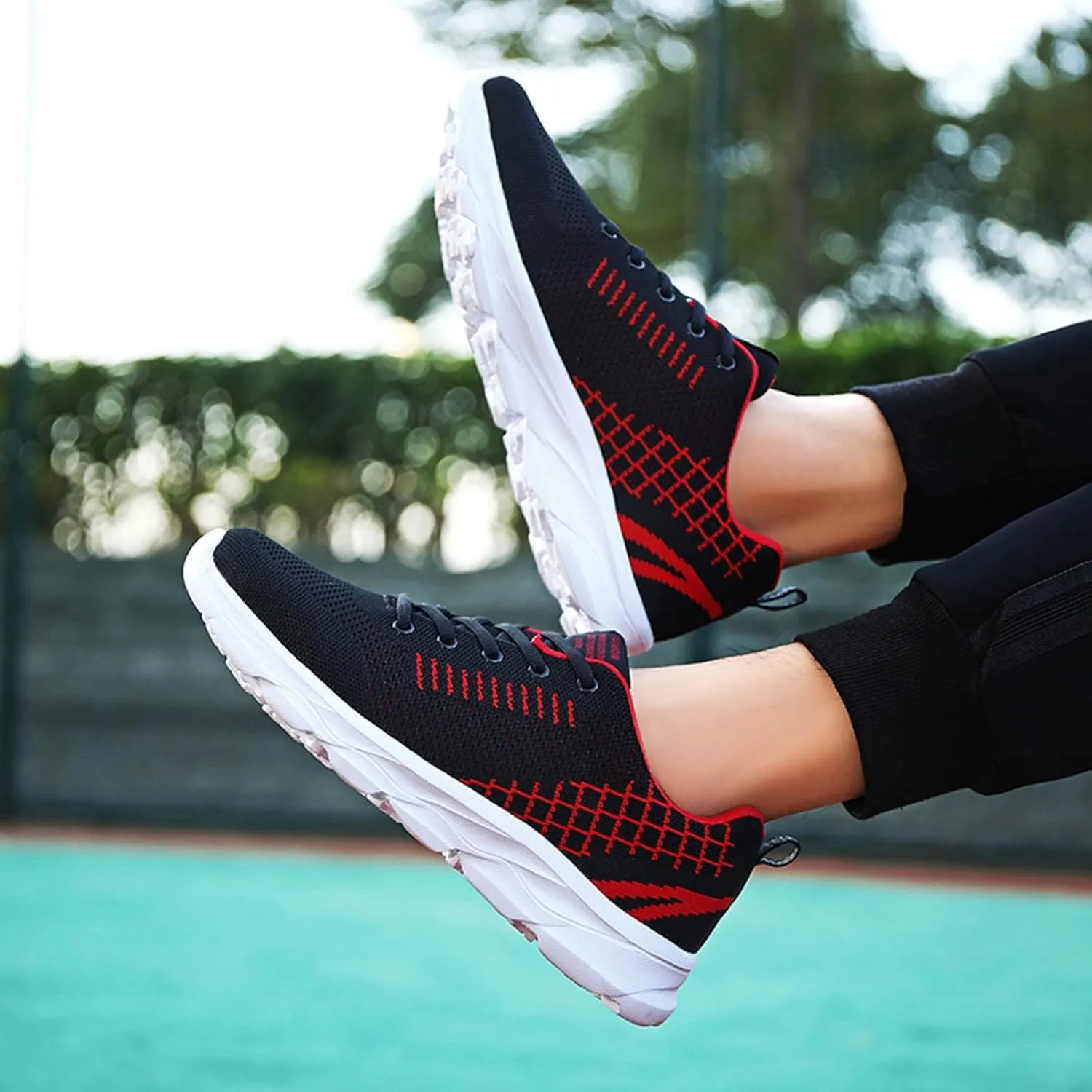 Womens Lace Up Running Shoes Non Slip Walking Shoes Running Shoes for Women Slip On Men's Casual Shoes Chunky Sneakers Red Tennis Shoe Cross Trainer Shoe