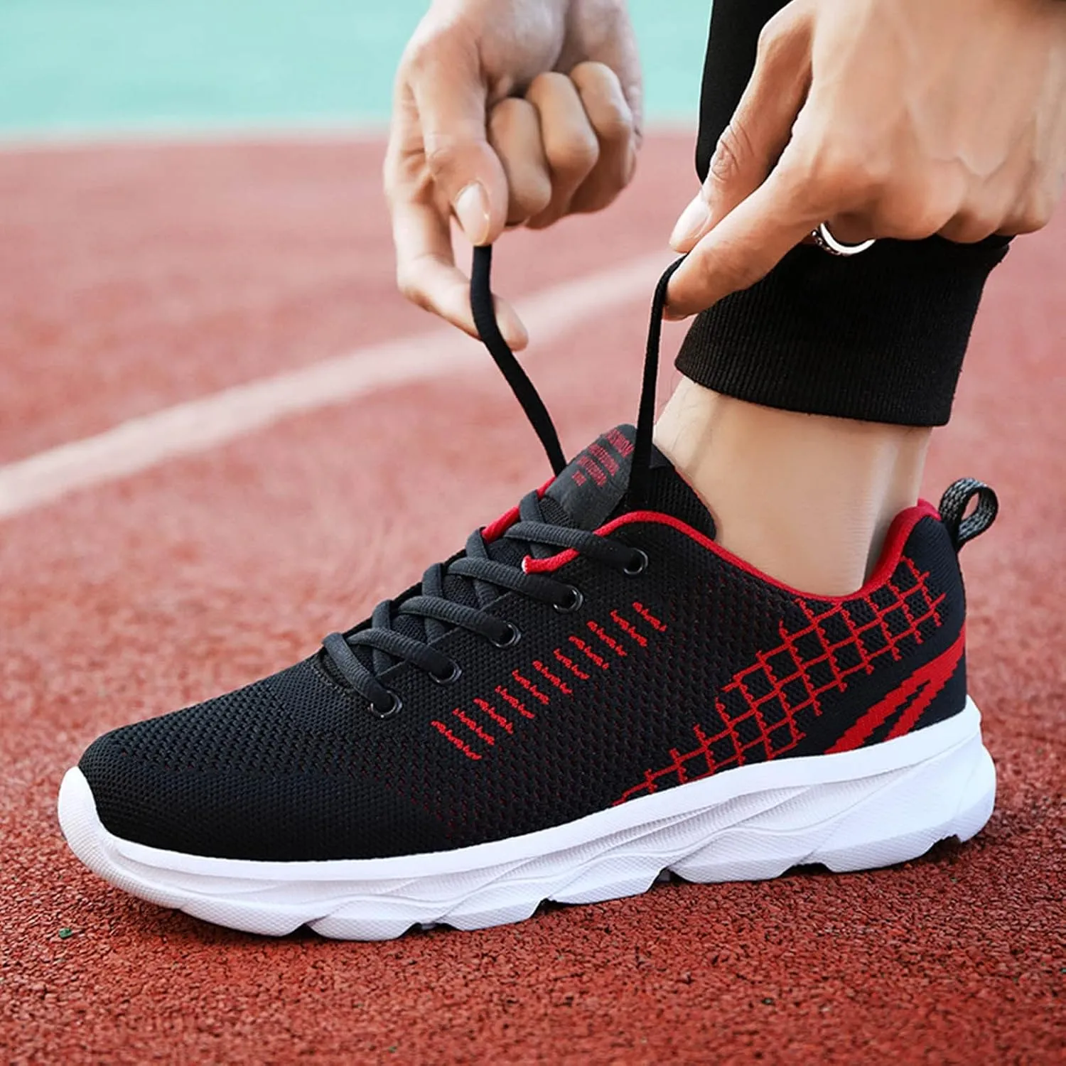 Womens Lace Up Running Shoes Non Slip Walking Shoes Running Shoes for Women Slip On Men's Casual Shoes Chunky Sneakers Red Tennis Shoe Cross Trainer Shoe