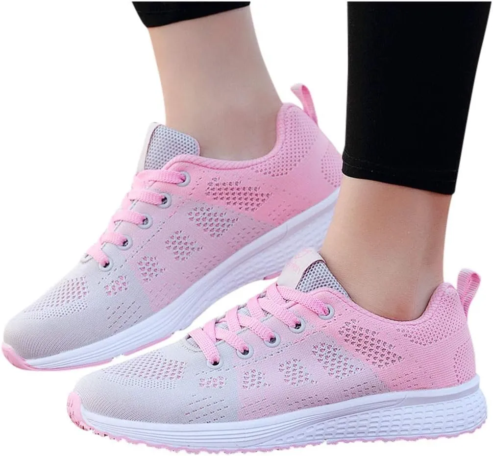 Womens Lace Up Running Shoes Non Slip Walking Shoes Running Shoes for Women Slip On Men's Casual Shoes Chunky Sneakers Red Tennis Shoe Cross Trainer Shoe