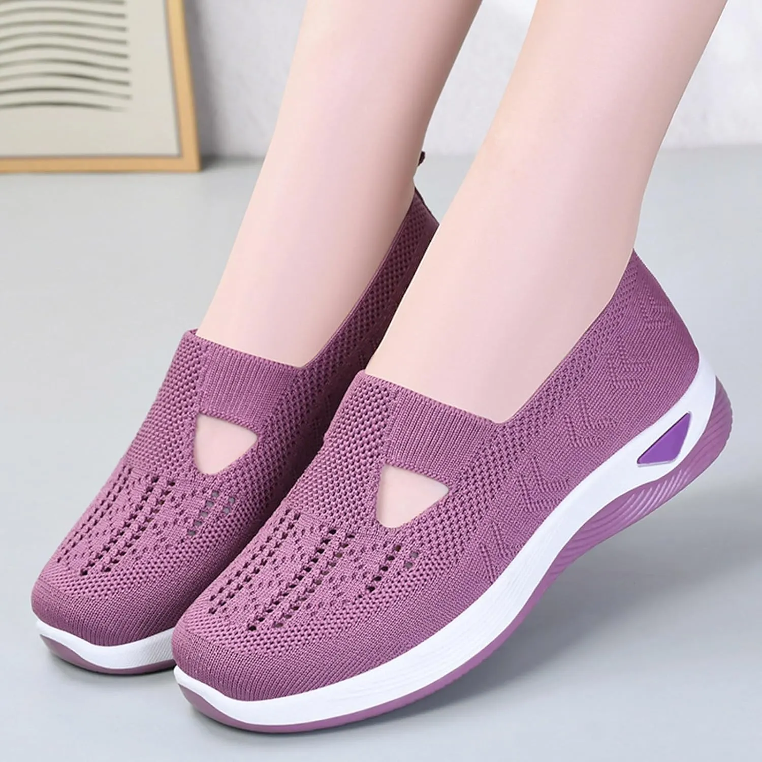 Womens Orthopedic Comfortable Walking Shoes Slip On Sneakers with Arch Support Casual Loafers for Plantar Fasciitis Relief Foot Heel Pain Diabetic Feet