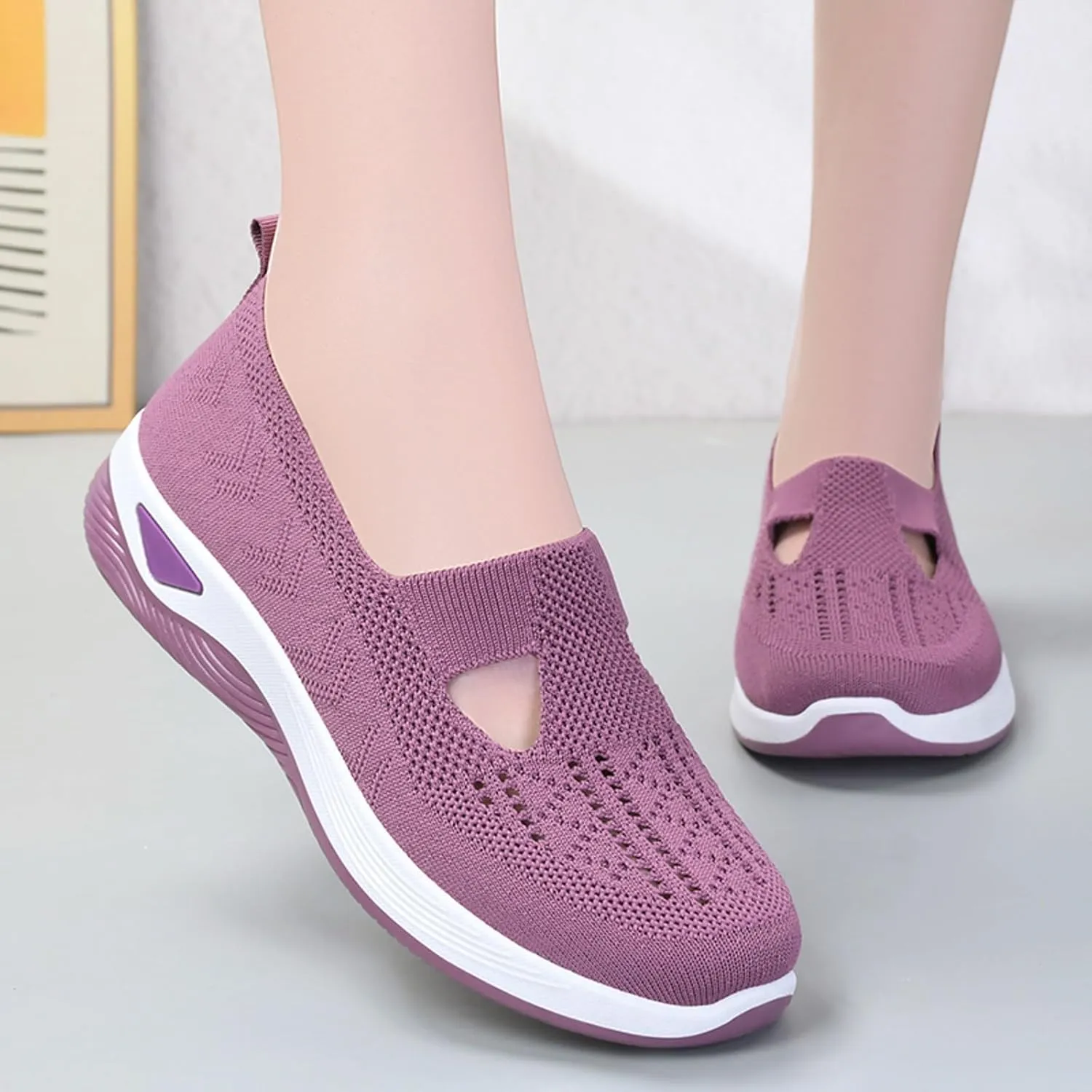Womens Orthopedic Comfortable Walking Shoes Slip On Sneakers with Arch Support Casual Loafers for Plantar Fasciitis Relief Foot Heel Pain Diabetic Feet