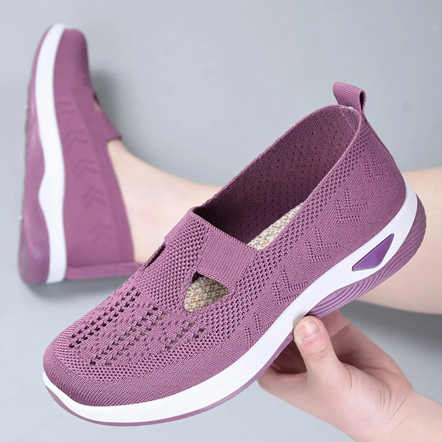 Womens Orthopedic Comfortable Walking Shoes Slip On Sneakers with Arch Support Casual Loafers for Plantar Fasciitis Relief Foot Heel Pain Diabetic Feet
