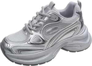 Women's Platform Chunky Fashion Sneakers Comfortable Lightweight Lace-Up Tennis Dad Shoes