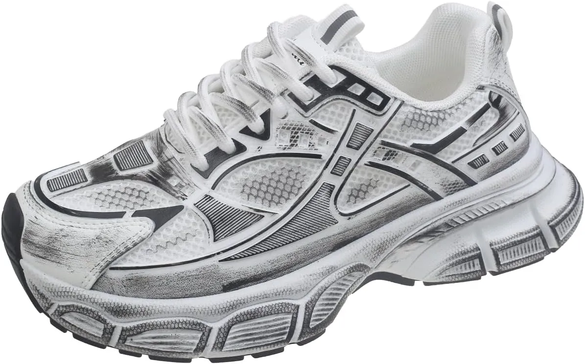 Women's Platform Chunky Sneakers Fashion Comfortable Lightweight Lace-Up Dusty Dad Shoes