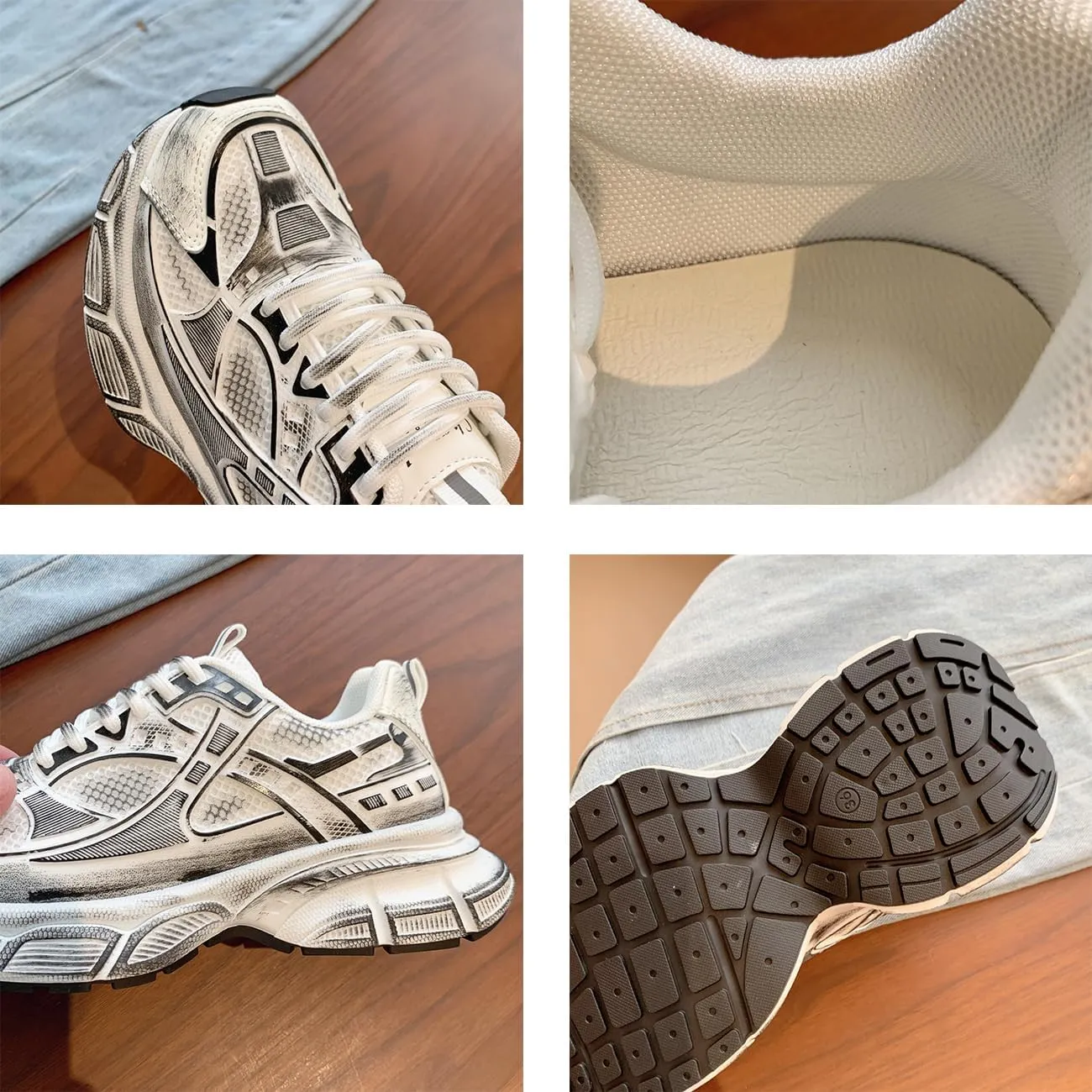 Women's Platform Chunky Sneakers Fashion Comfortable Lightweight Lace-Up Dusty Dad Shoes