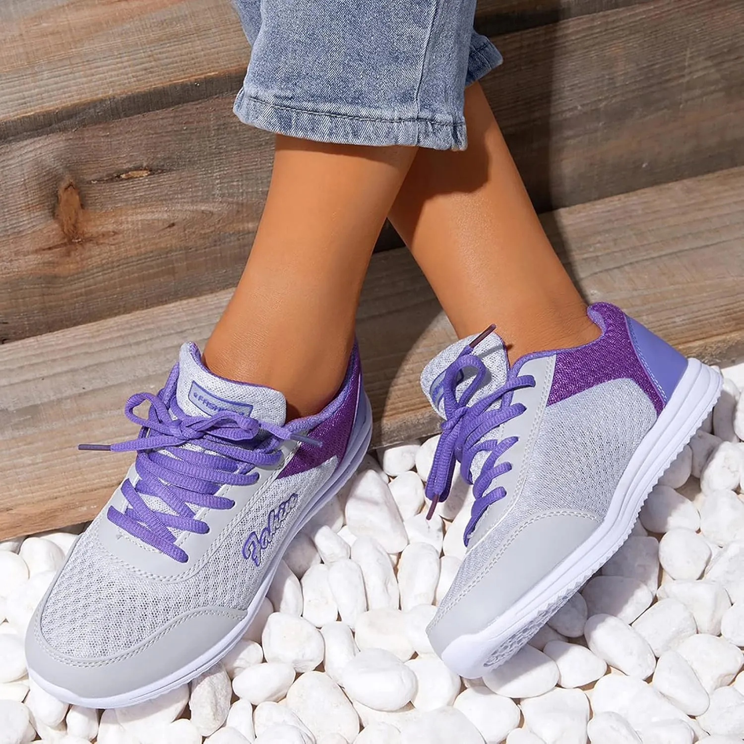 Women's Running Walking Tennis Shoes Comfortable Lace Up Running Shoes for Women Mesh Casual Tennis Shoes Chunky Sneakers Slip On Tennis Shoe Cross Trainer Shoe