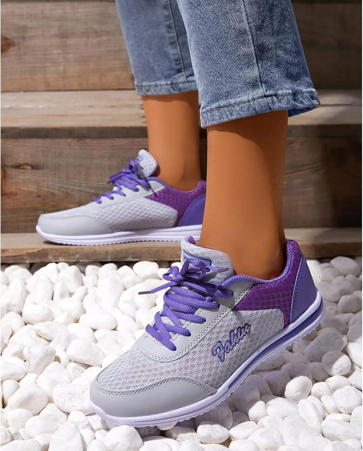 Women's Running Walking Tennis Shoes Comfortable Lace Up Running Shoes for Women Mesh Casual Tennis Shoes Chunky Sneakers Slip On Tennis Shoe Cross Trainer Shoe