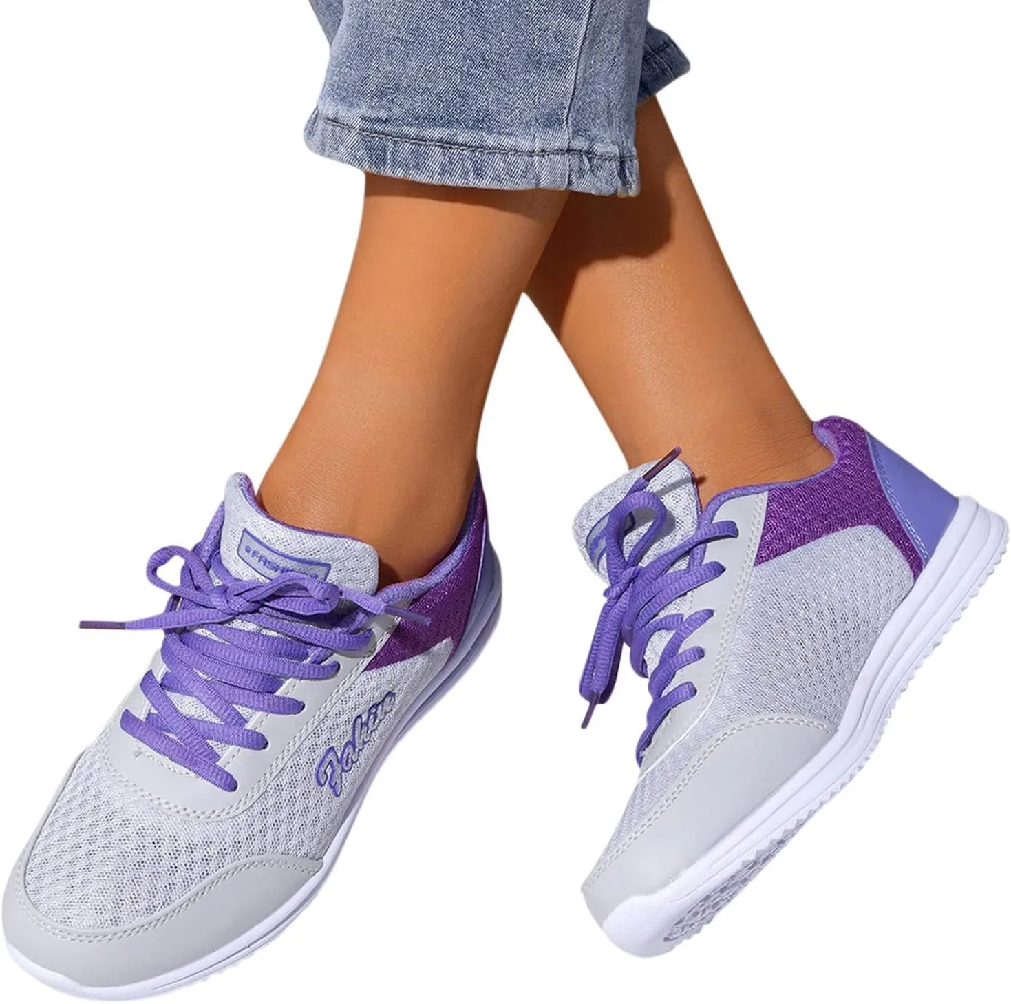 Women's Running Walking Tennis Shoes Comfortable Lace Up Running Shoes for Women Mesh Casual Tennis Shoes Chunky Sneakers Slip On Tennis Shoe Cross Trainer Shoe