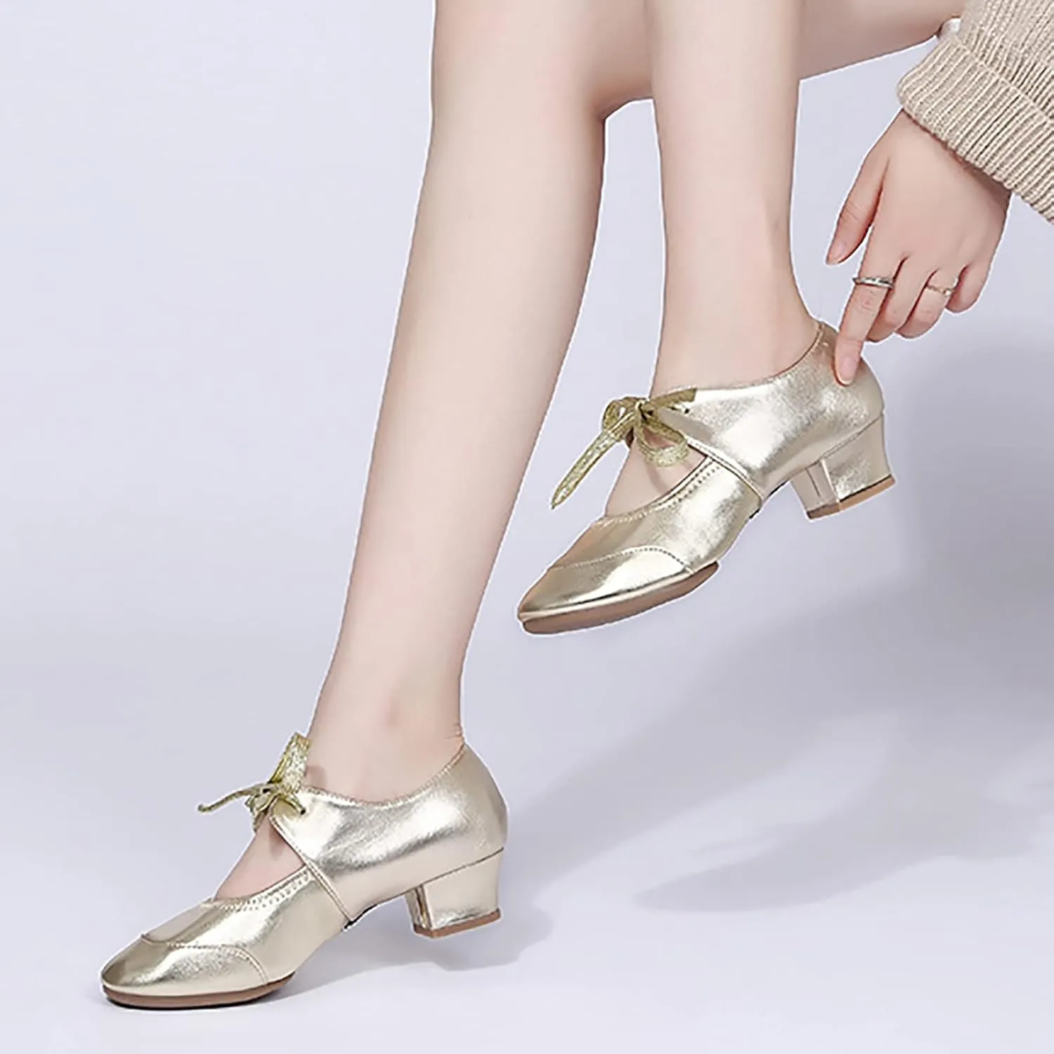 Women's Satin Latin Dance Shoes Professional Ballroom Salsa Practice Performance Dancing Shoes Sandals