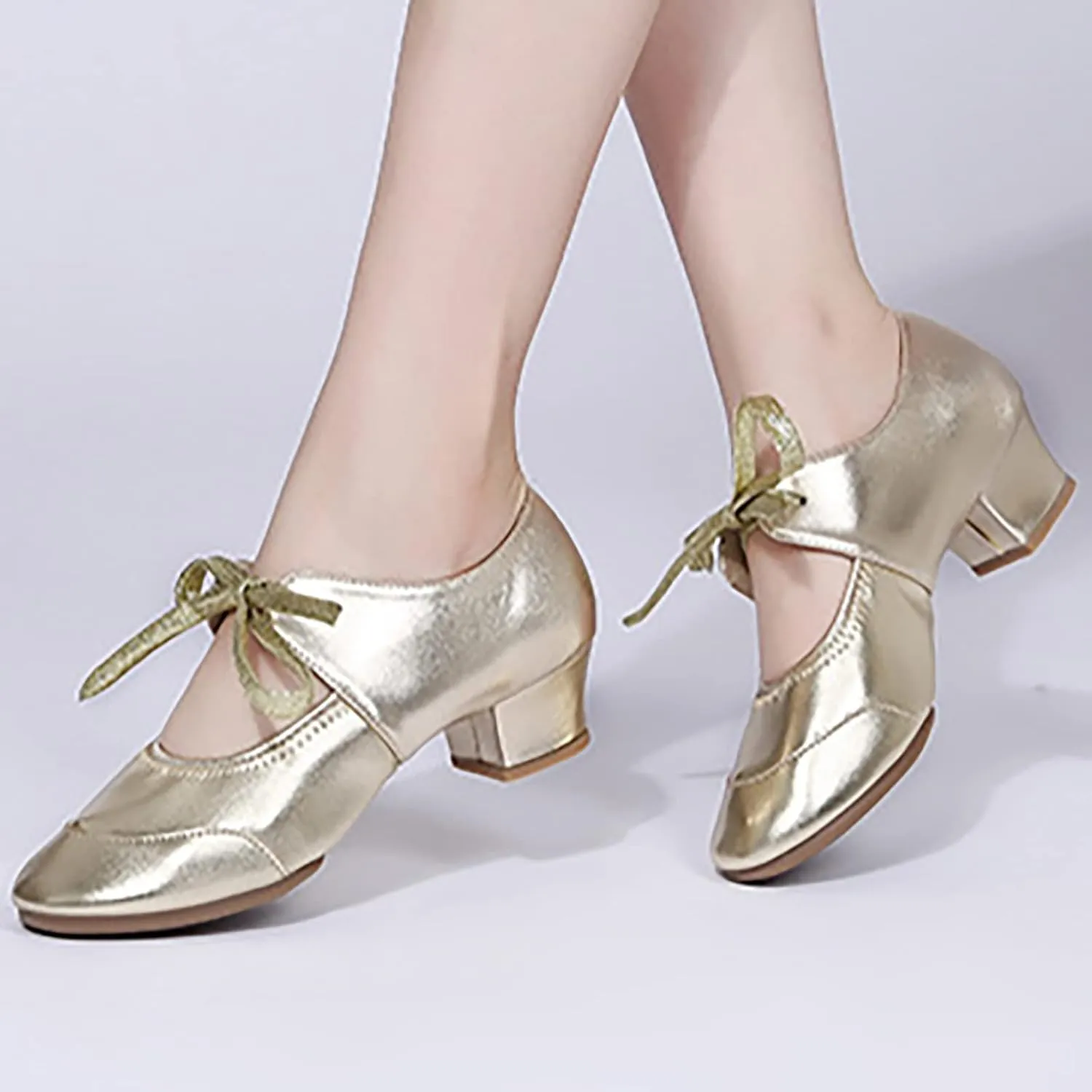 Women's Satin Latin Dance Shoes Professional Ballroom Salsa Practice Performance Dancing Shoes Sandals
