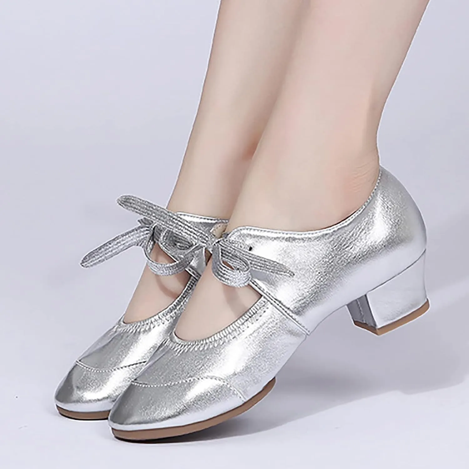 Women's Satin Latin Dance Shoes Professional Ballroom Salsa Practice Performance Dancing Shoes Sandals