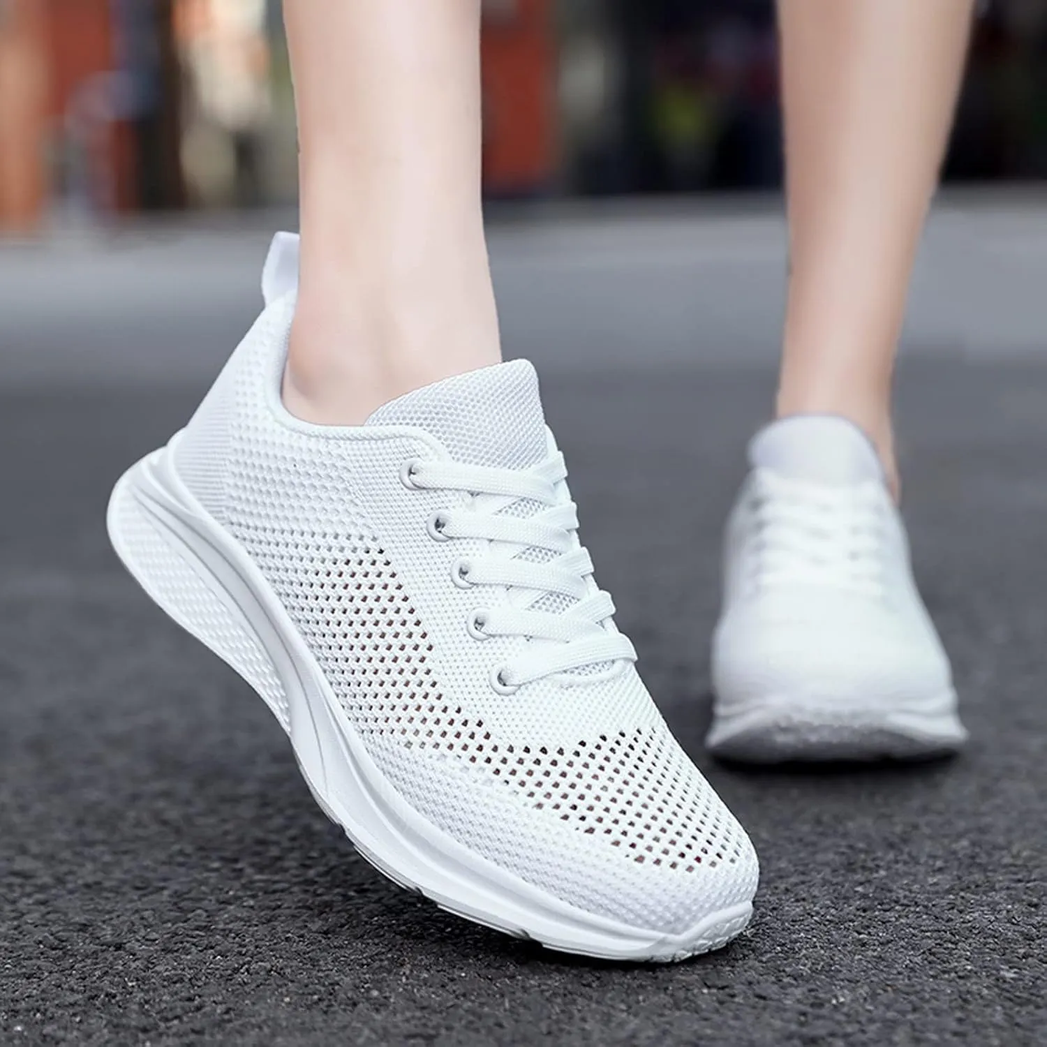 Womens Walking Shoes Lace Up Lightweight Memory Foam Cheer Mens Running Shoes Sports Shoes Casual Slip On Sneakers Platform Tennis Shoe Trainers Shoe