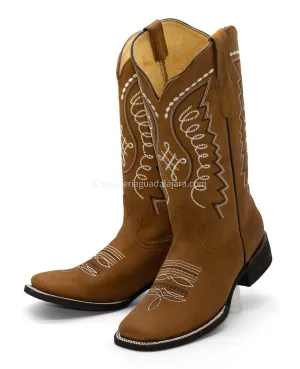 WOMEN'S WIDE SQUARE TOE GRASSO HONEY LEATHER BOOT -Q322N6251
