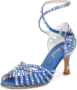 Y205-33 Women's Latin Dance Rhinestone High Heel Shoes Stylish and Comfortable Adjustable Ankle Strap Dance Sandals for Ballroom, Salsa Dance Shoes