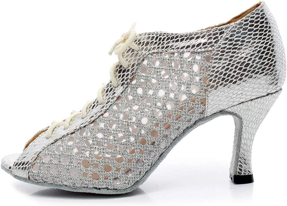 YKXLM Women's Latin Dance Shoes, Ballroom Performance Wedding Party Dance Shoes,Model QJW2002